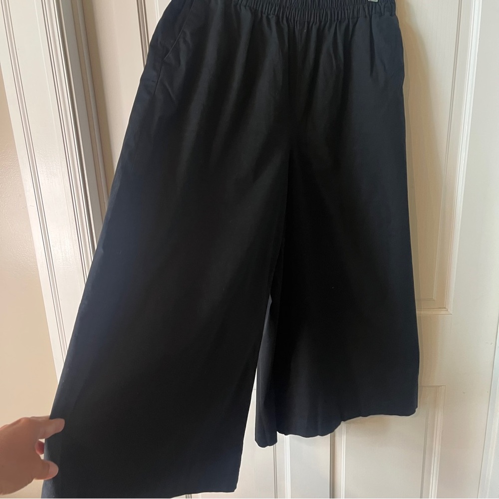Who What Wear Black Elastic Waist Cropped Wide LegPants Size M - Picture 2 of 5